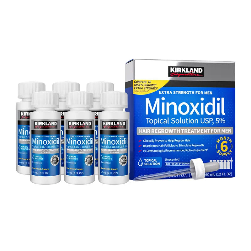 6x60ml = 360ml - Kirkland Hair Regrowth Treatment Extra Strength serum til mænd - 60ml